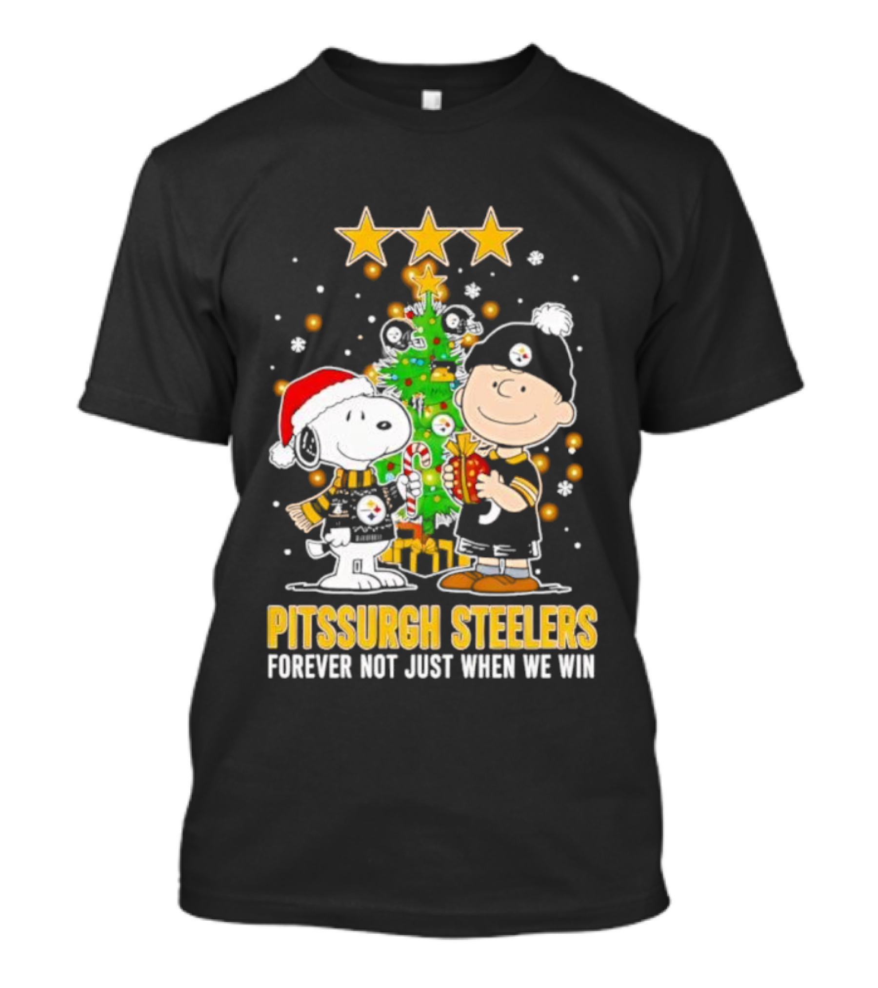 Peanuts Snoopy Christmas Tree Pittsburgh Steelers Forever Not Just When We Win T-Shirt
