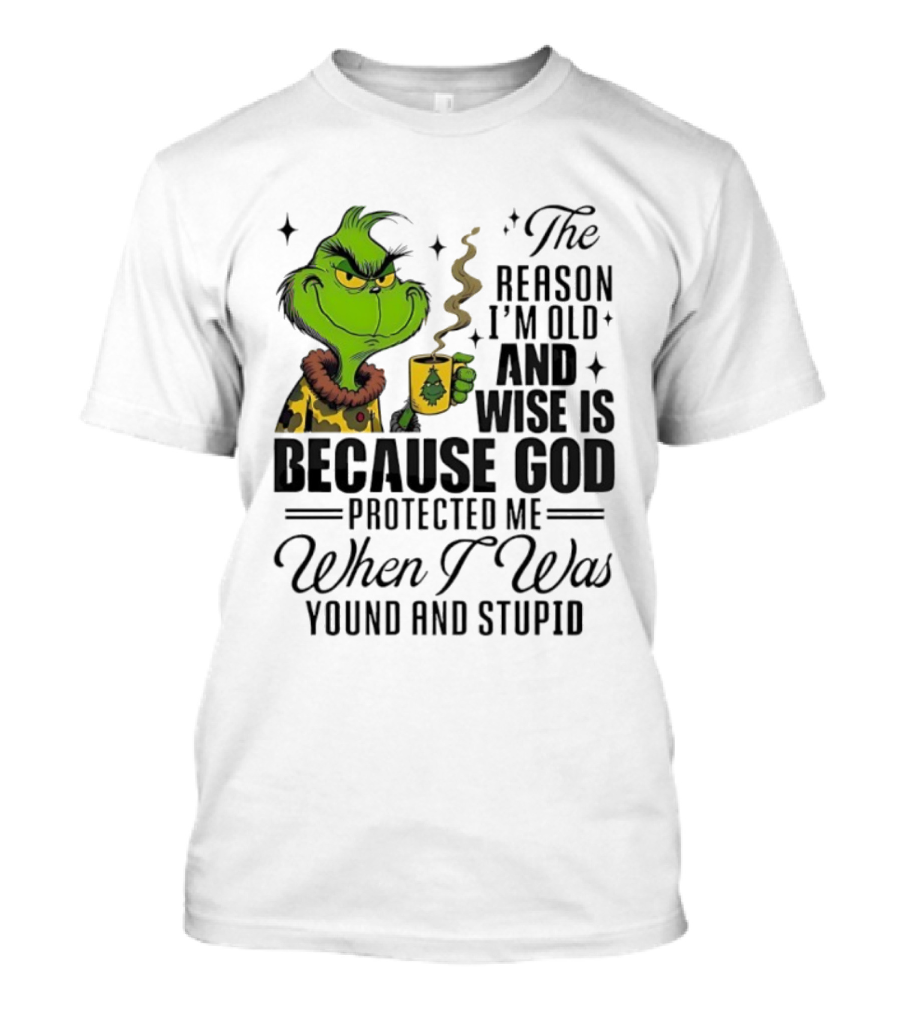 Grinch The Reason I'm Old And Wise Is Because God Protected Me When I Was Young And Stupid T-Shirt