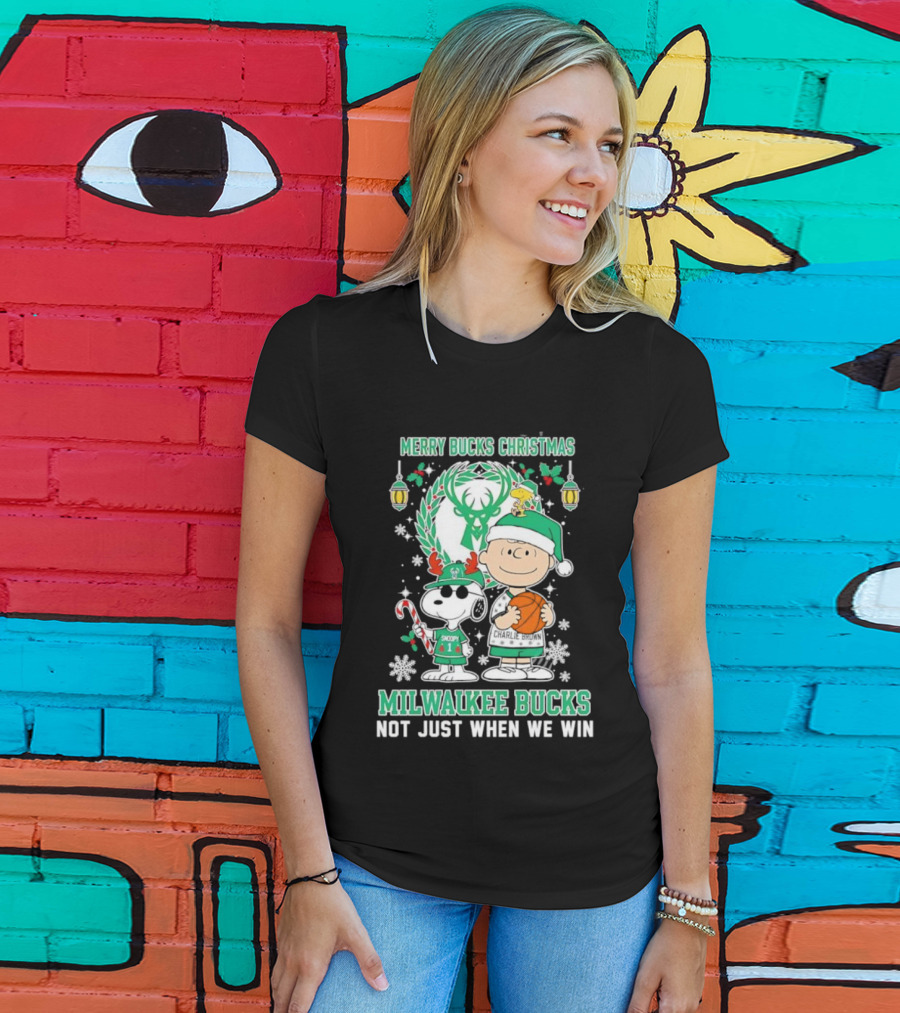 Merry Bucks Christmas Snoopy Milwaukee Bucks Forever Not Just When We Win T-Shirt
