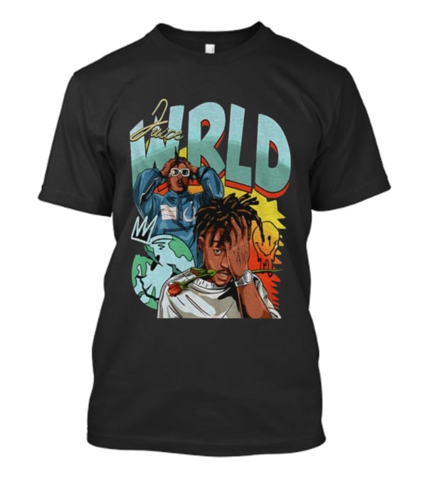 Juice WRLD Cartoon Style World Globe Rose Artwork T-Shirt