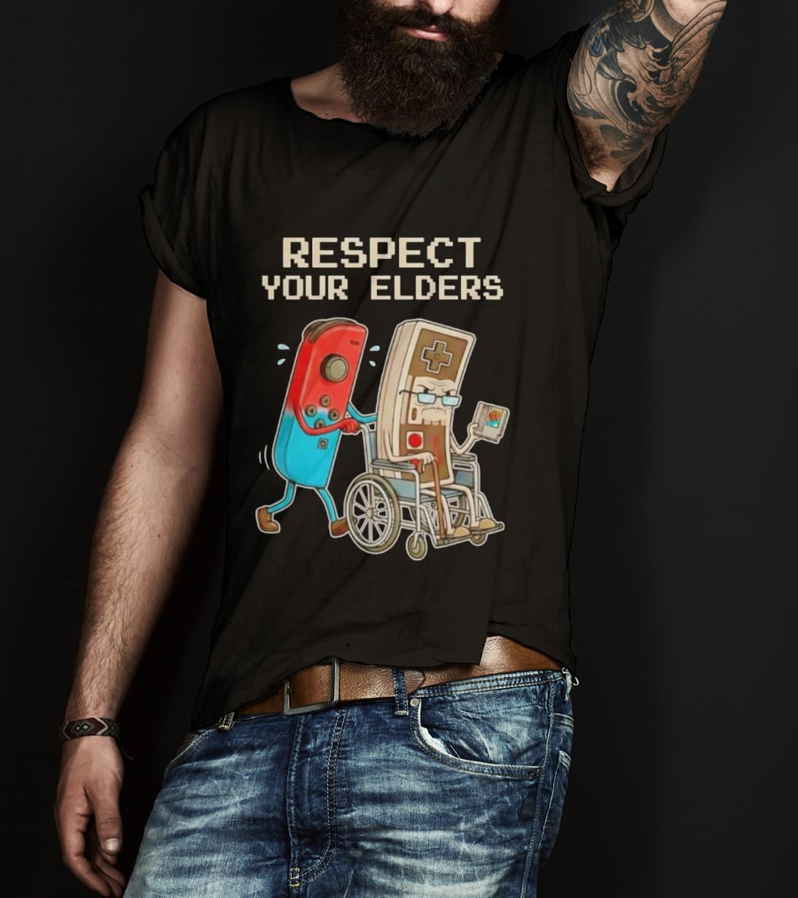 Respect Your Elders Nintendo Switch Joy-Con NES Controller Retro Gaming T-Shirt