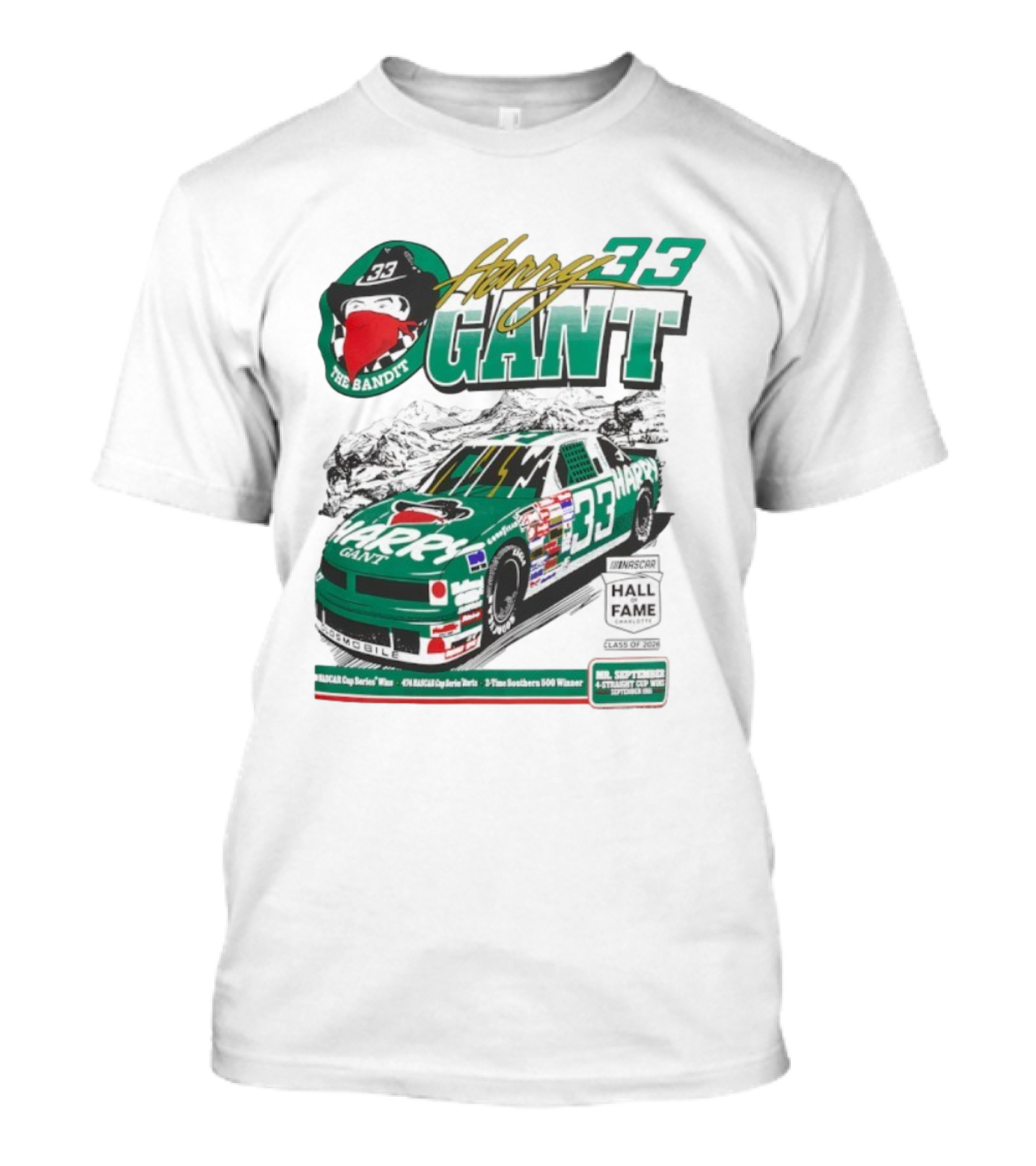 Harry Gant NASCAR Hall Of Fame The Bandit 33 Car Racing Legend T-Shirt