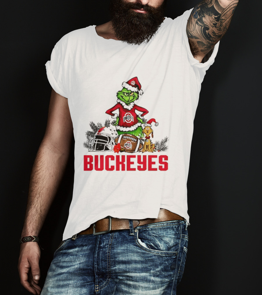 Ohio State Buckeyes Christmas Grinch And Max Dog T-Shirt