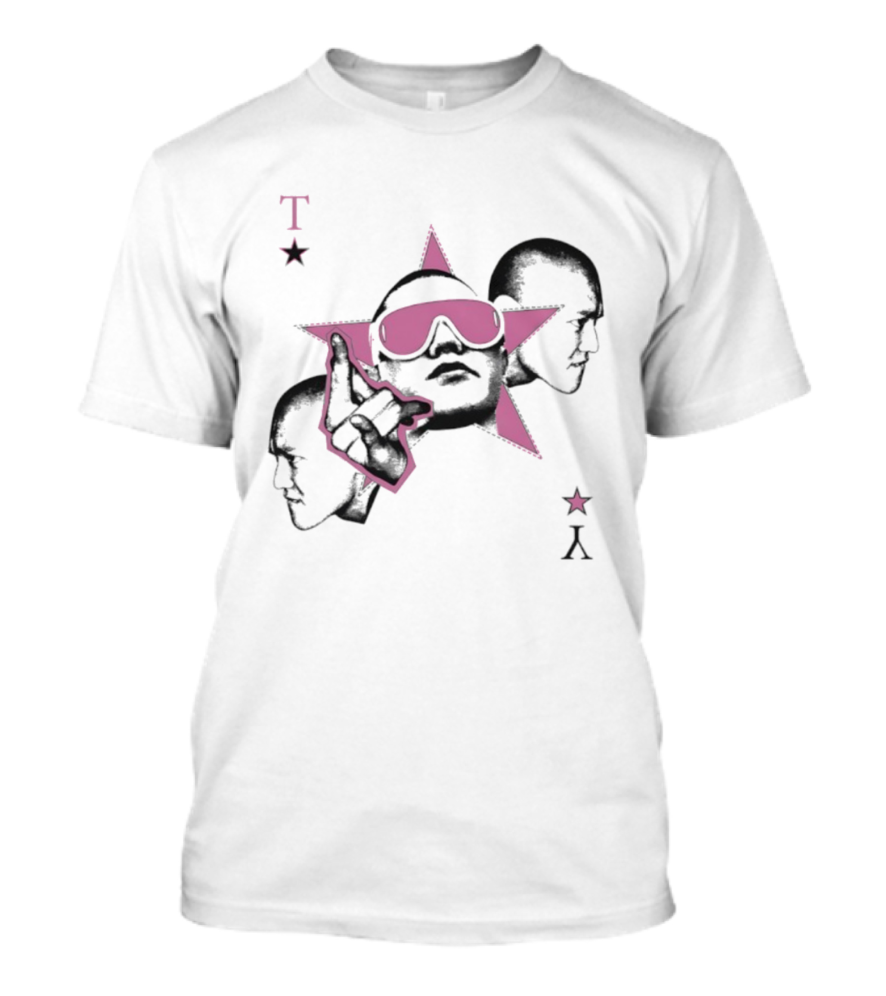 Taeyong Playing Card Pink Star Design With Sunglasses And Hand Gesture T-Shirt