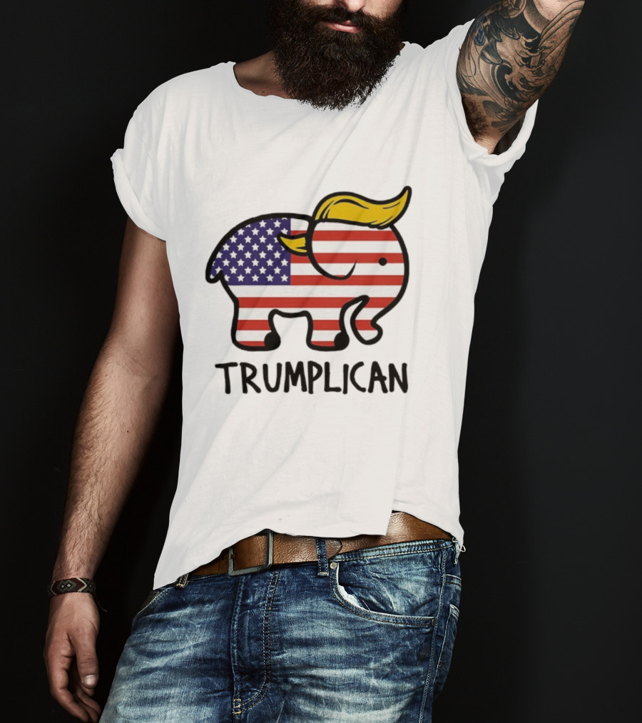 Trumplican Baby Onesie American Flag Elephant With Hair Style T-Shirt