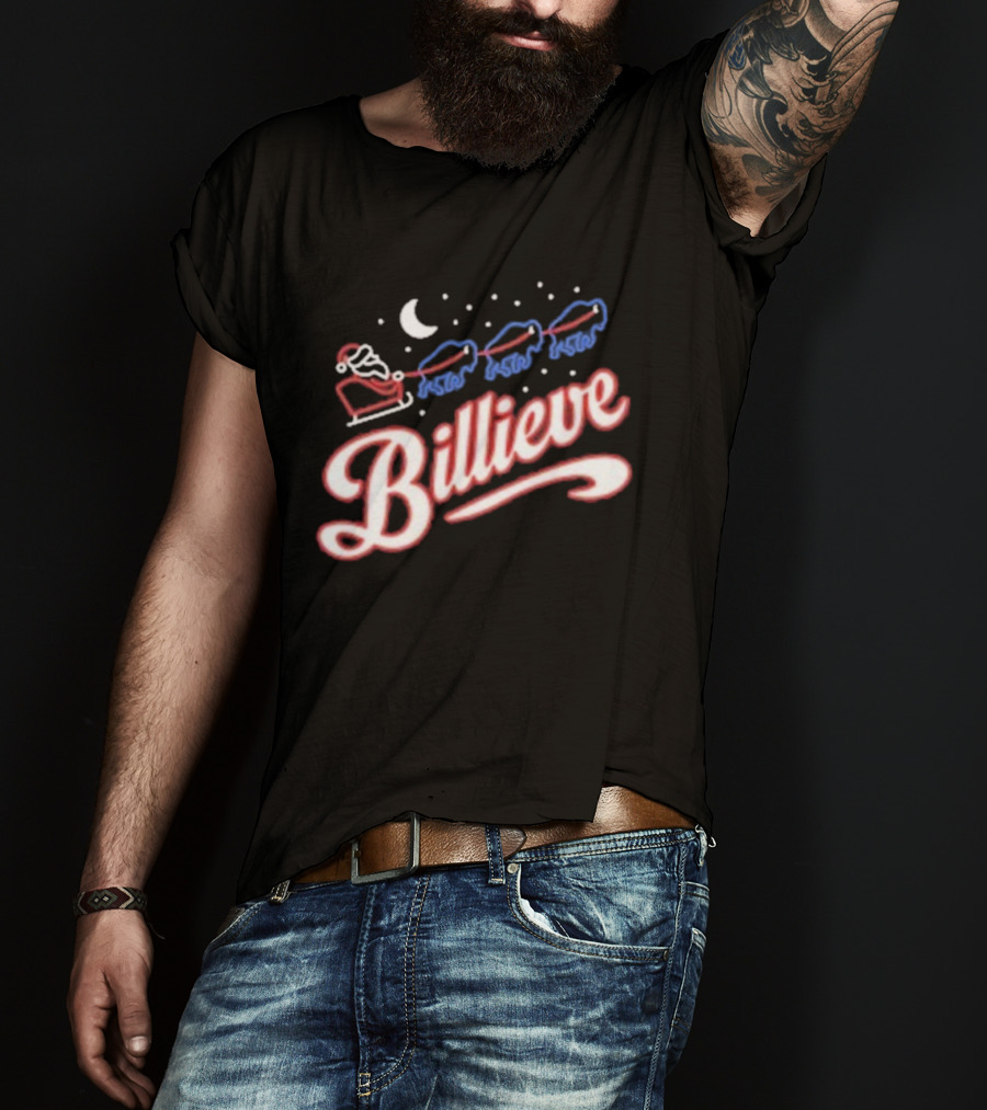 Buffalo Bills Billieve Christmas Santa Reindeer Sleigh T-Shirt