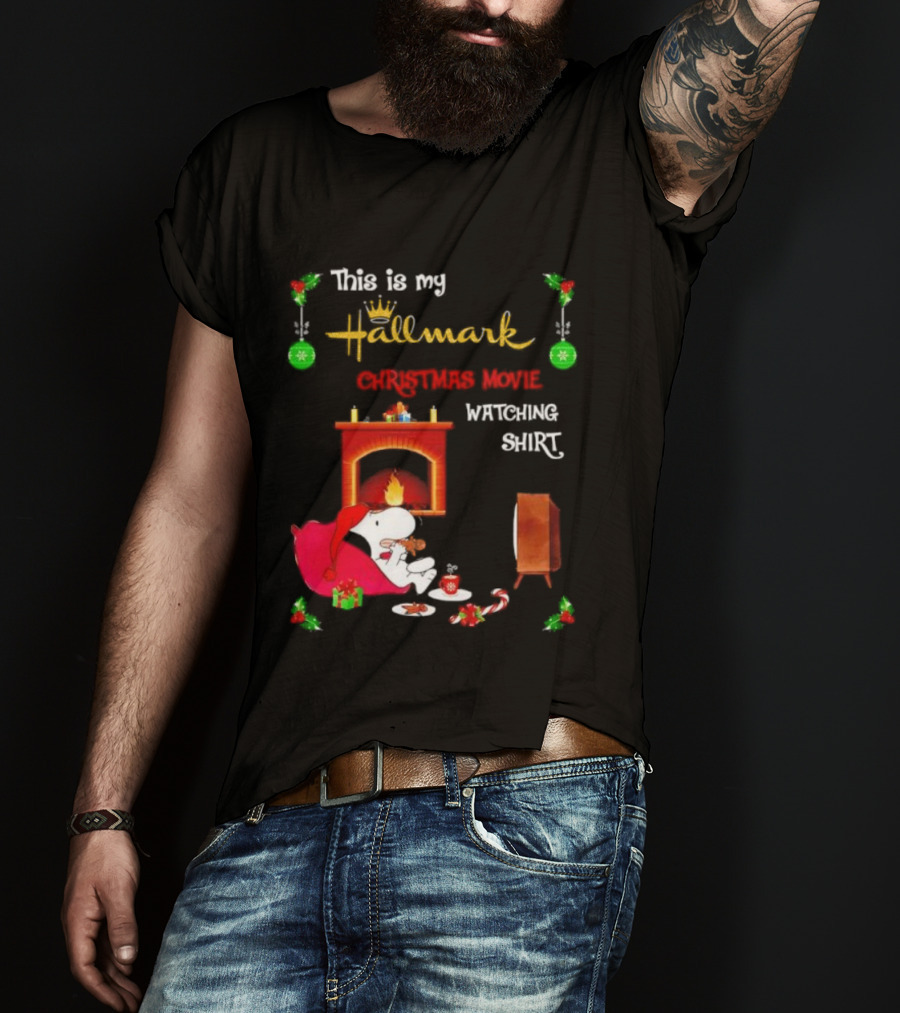 Hallmark Christmas Movie Ing With Snoopy By The Fireplace T-Shirt