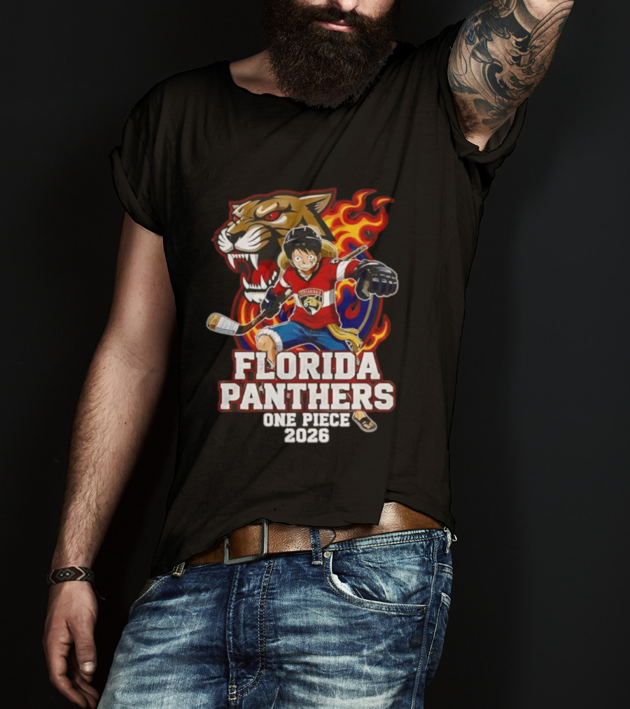 Florida Panthers One Piece Luffy Hockey 2026 Crossover T-Shirt