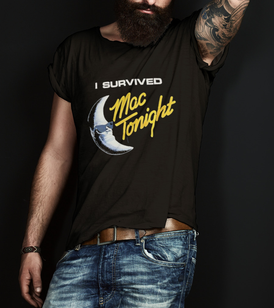 I Survived Mac Tonight Retro 80s Moon Man Icon Nostalgia T-Shirt