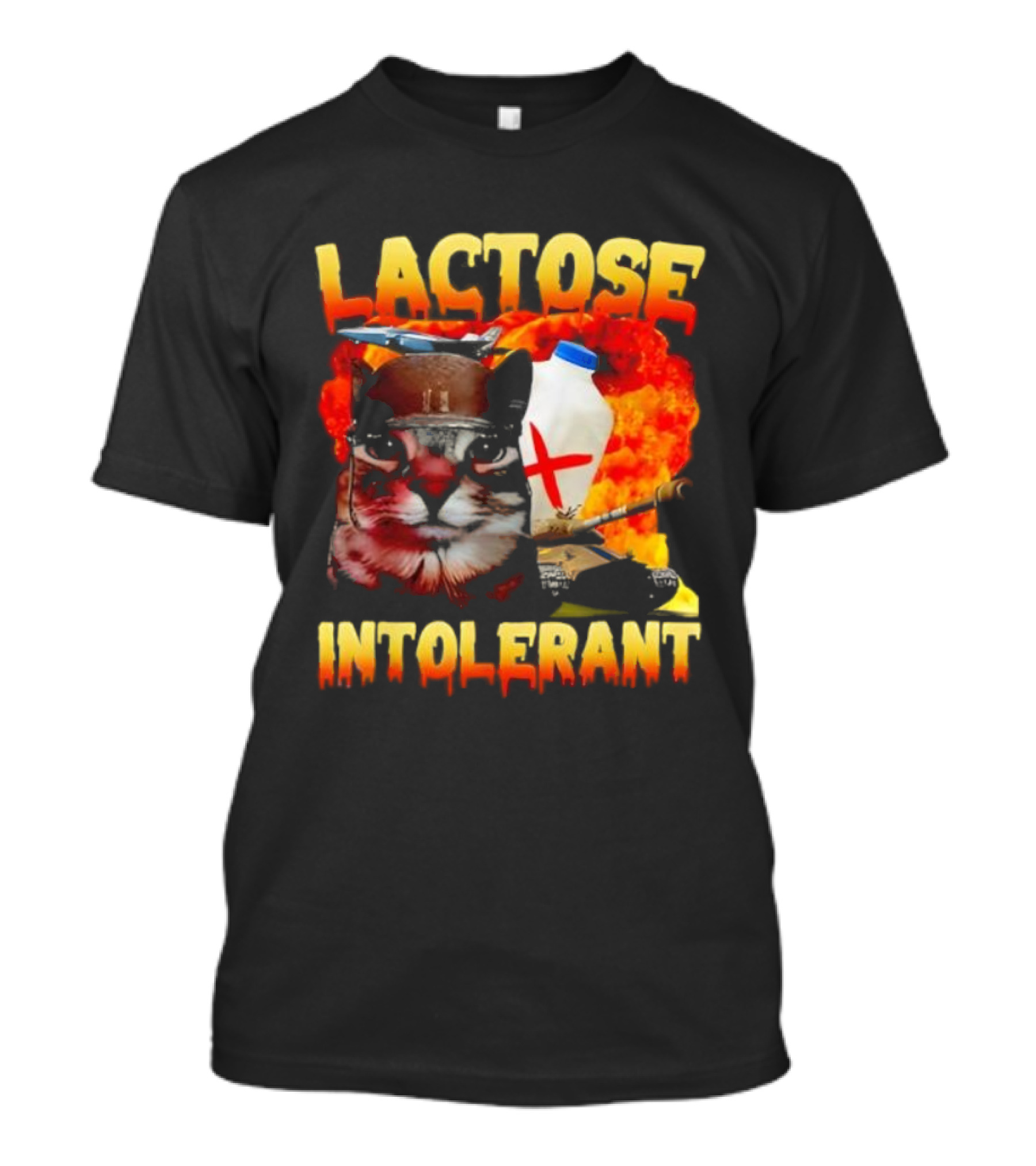 Lactose Intolerant Cat Meme Funny Saying For Cat Lovers T-Shirt