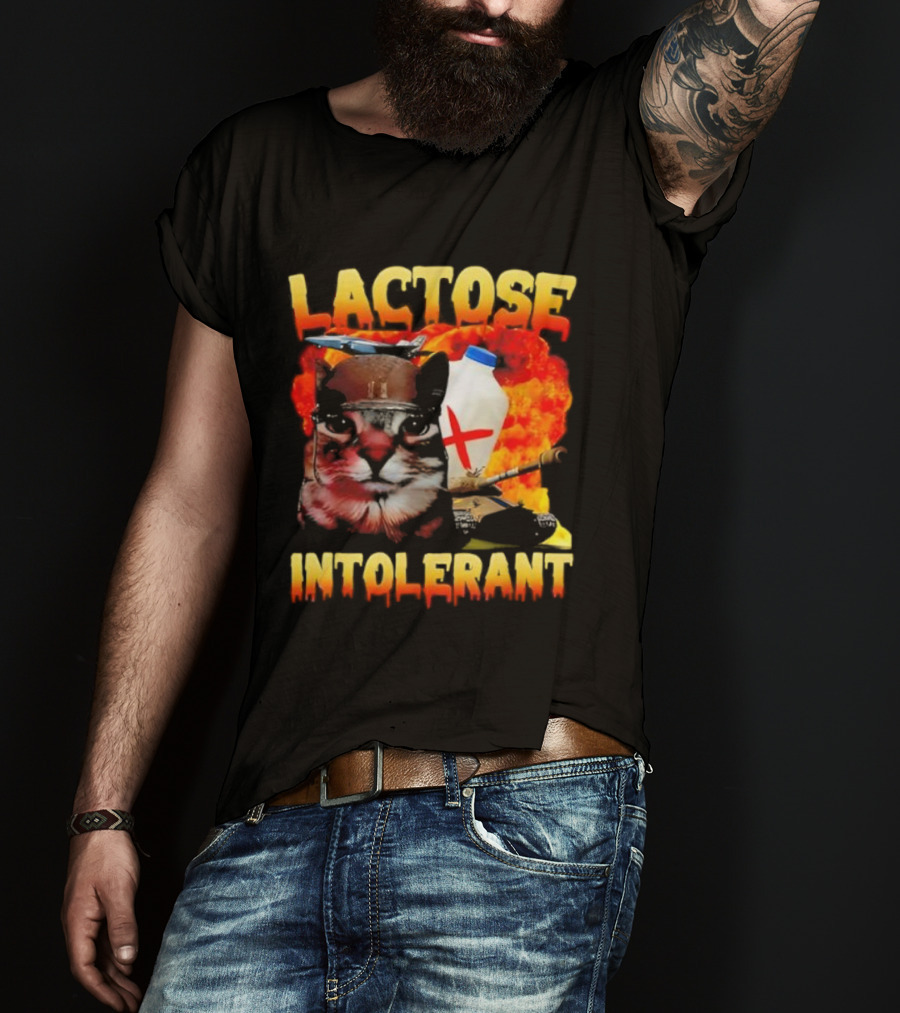Lactose Intolerant Cat Meme Funny Saying For Cat Lovers T-Shirt