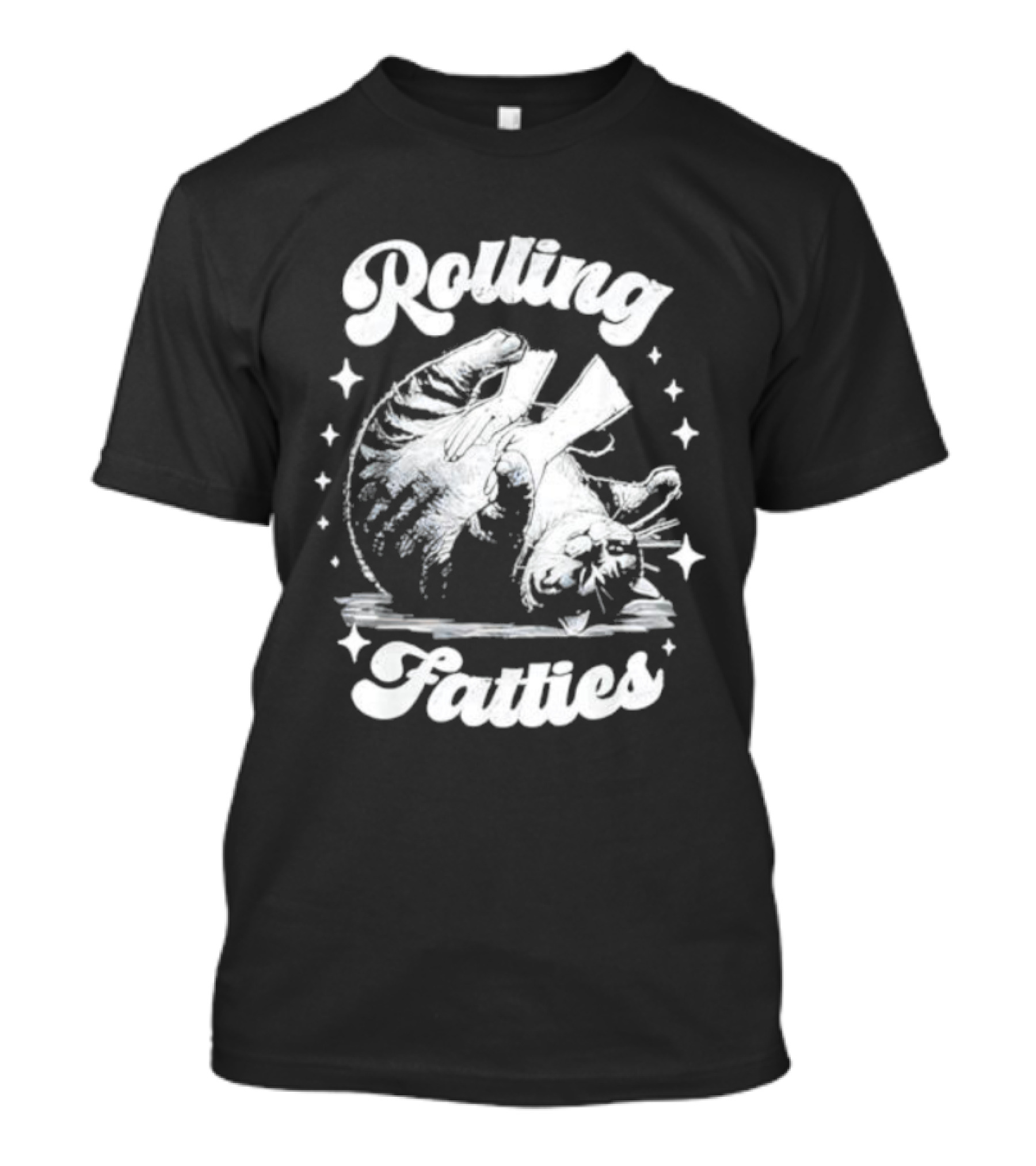 Rolling Fatties Retro Funny Cat Meme Vintage Sarcastic Humor T-Shirt
