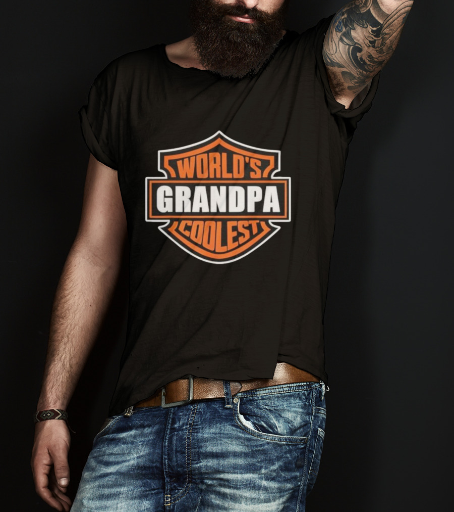 Retro World's Coolest Grandpa Badge Style T-Shirt