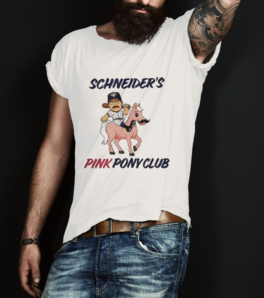 Schneider's Pink Pony Club Mustache Horse Cartoon T-Shirt