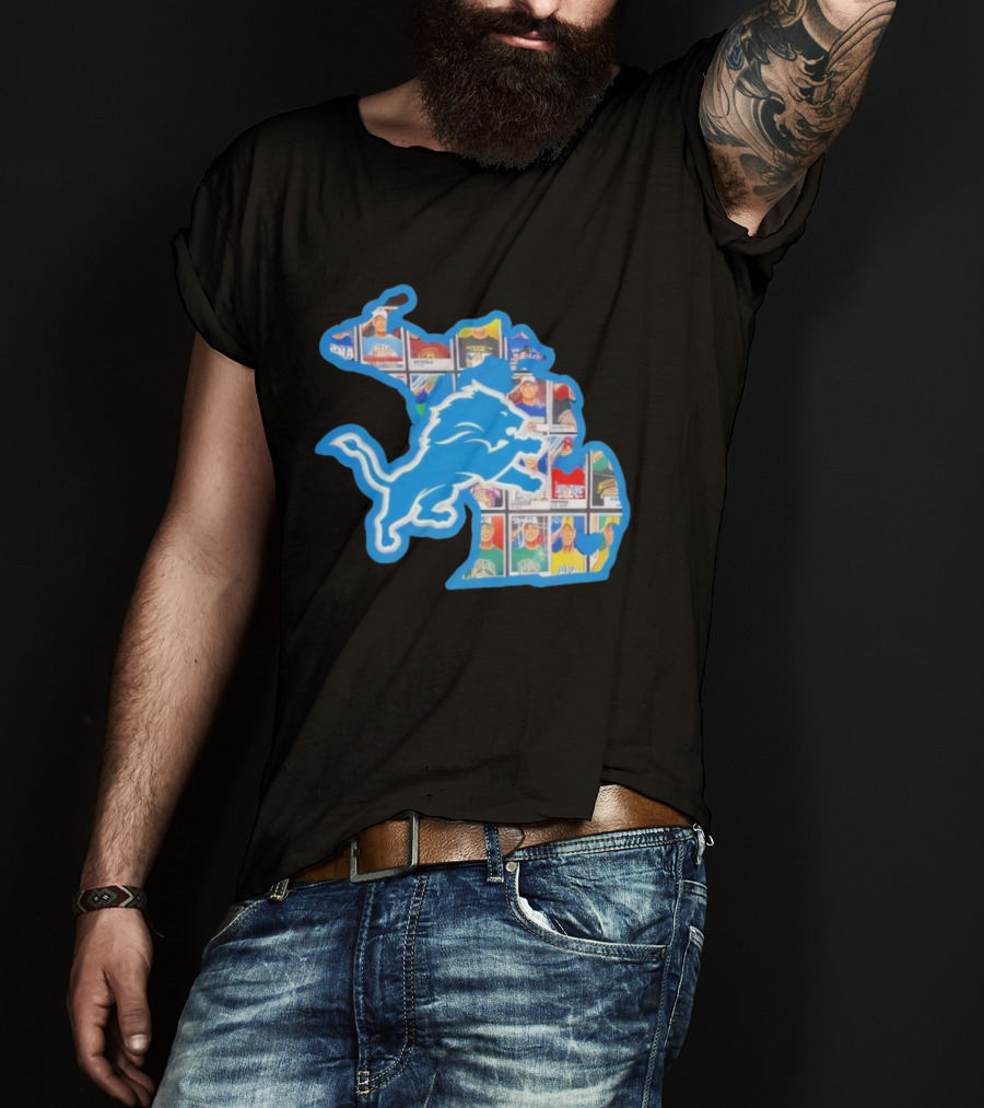 Detroit Lions John Cena Tribute Thank You For Memories Map Design T-Shirt