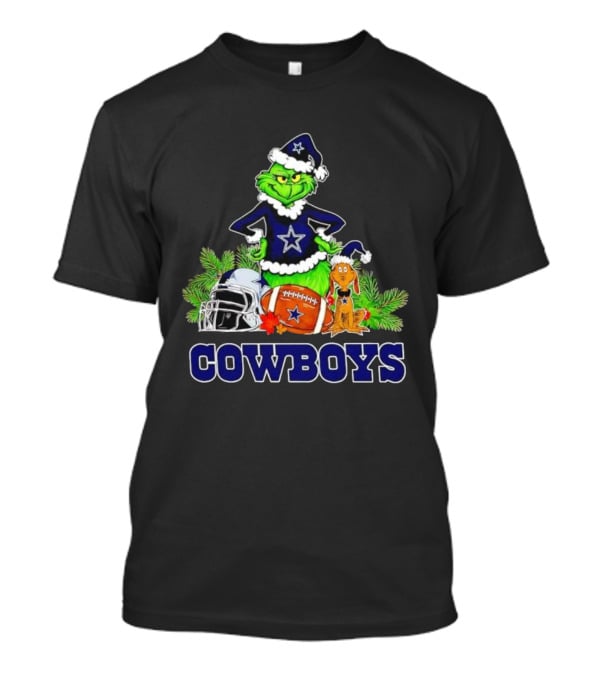 Grinch Max Cowboys Christmas Football Helmet Star Theme T-Shirt