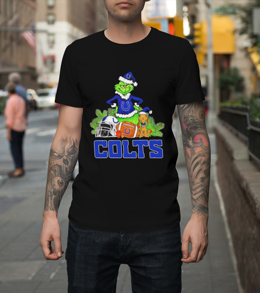 Indianapolis Colts Grinch Max Christmas Football Helmet T-Shirt