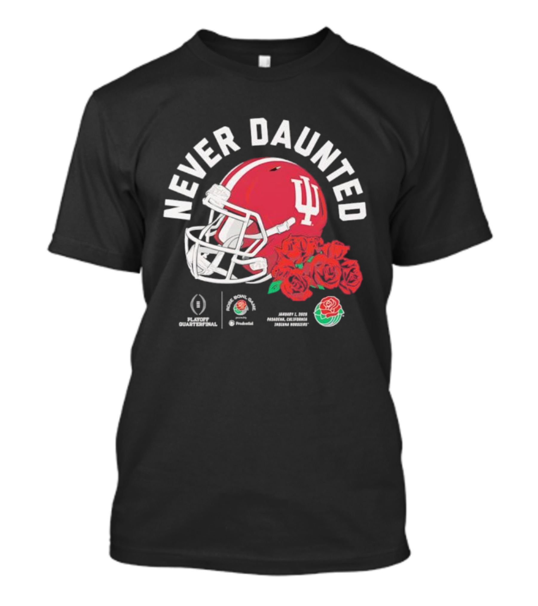 Indiana Hoosiers Never Daunted 2026 Rose Bowl Game CFP Semifinal College Football Playoff Pasadena Roses Helmet T-Shirt