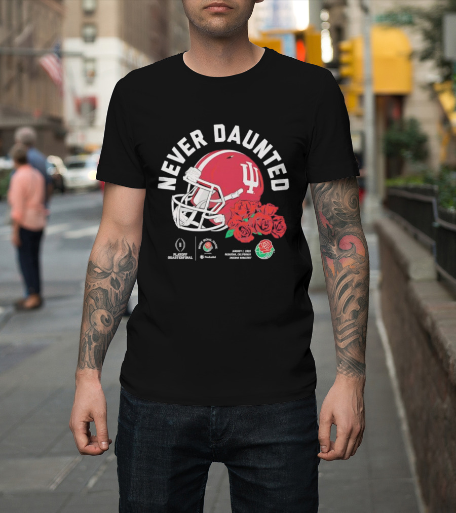 Indiana Hoosiers Never Daunted 2026 Rose Bowl Game CFP Semifinal College Football Playoff Pasadena Roses Helmet T-Shirt