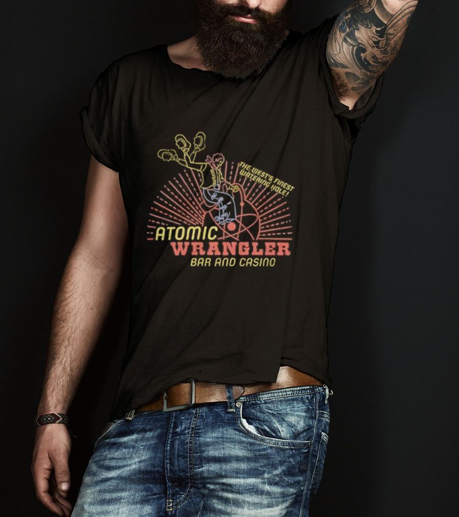 Atomic Wrangler Bar And Casino Vegas Retro Style Design T-Shirt