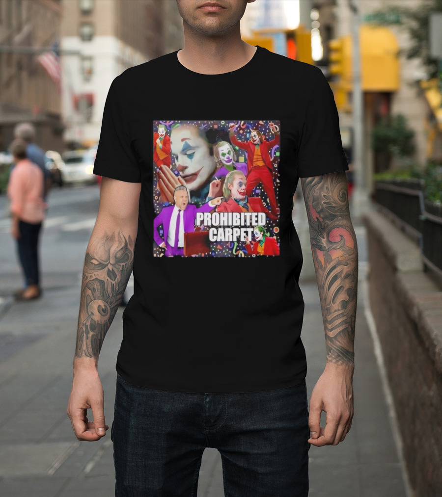 Prohibited Carpet Joker Clown Faces Confetti T-Shirt