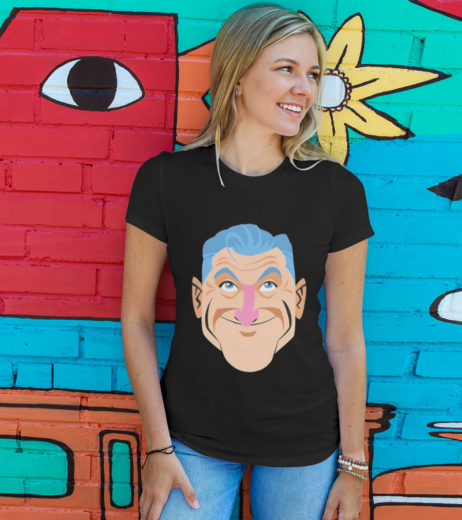 Craig Ferguson Big Head Cartoon Blue Hair Fun Illustration T-Shirt
