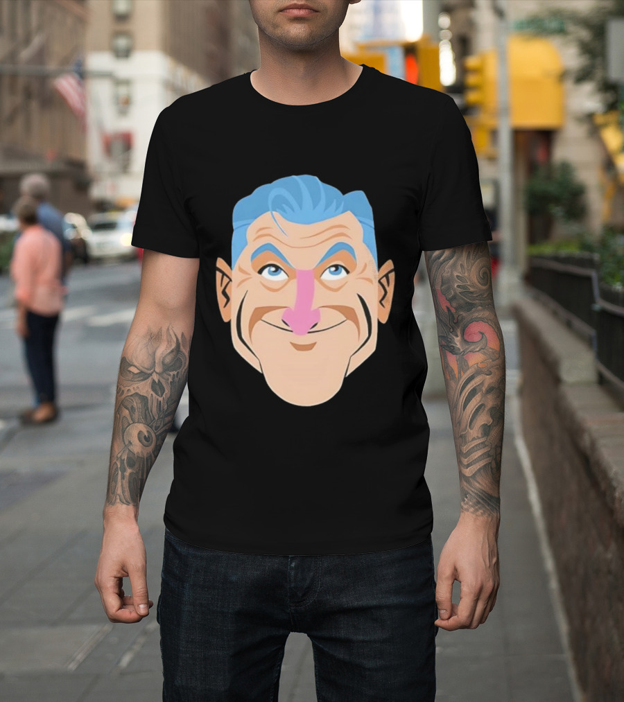 Craig Ferguson Big Head Cartoon Blue Hair Fun Illustration T-Shirt