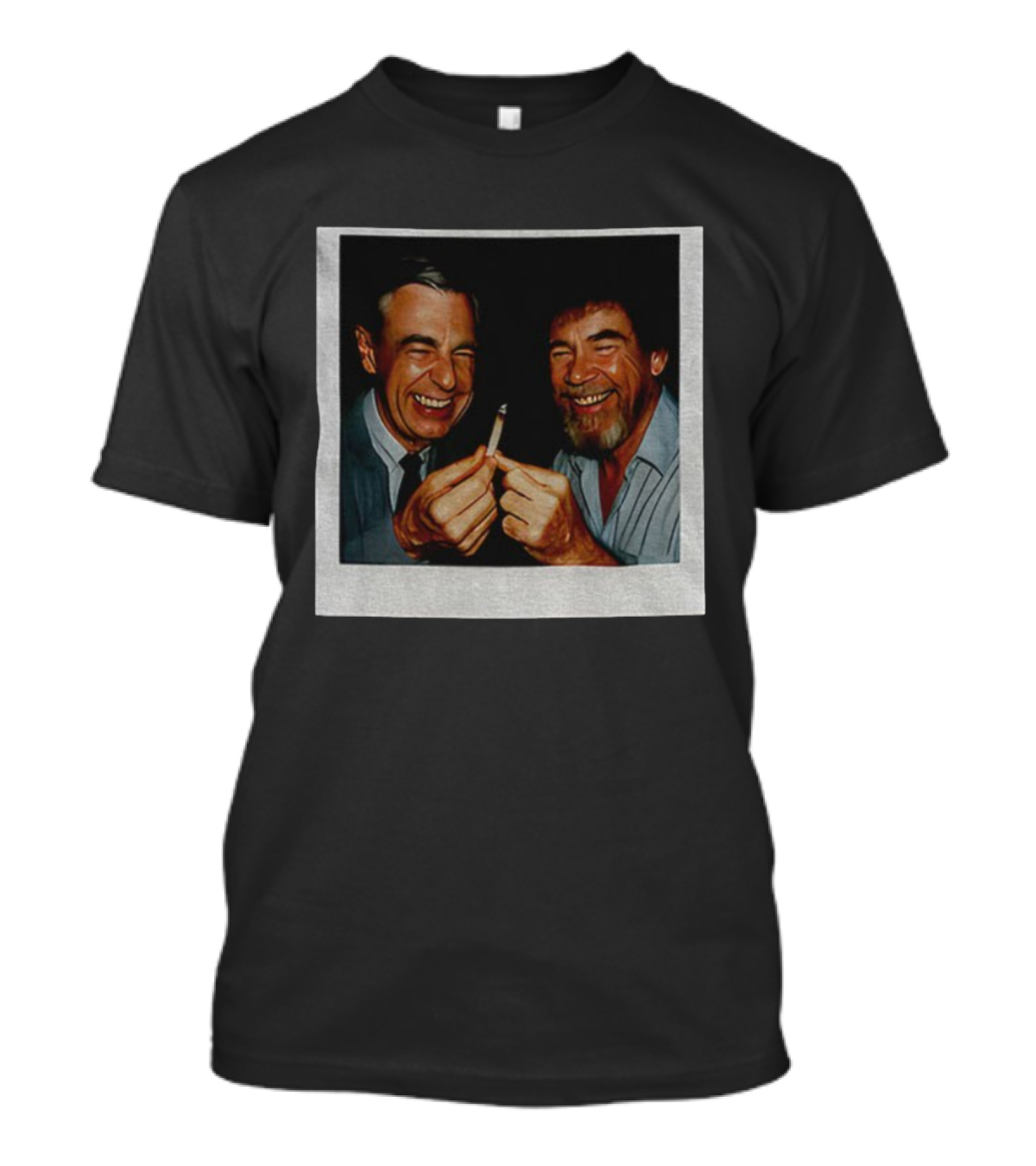 Bob Ross Mr. Rogers Smiling Together With Cigarette T-Shirt