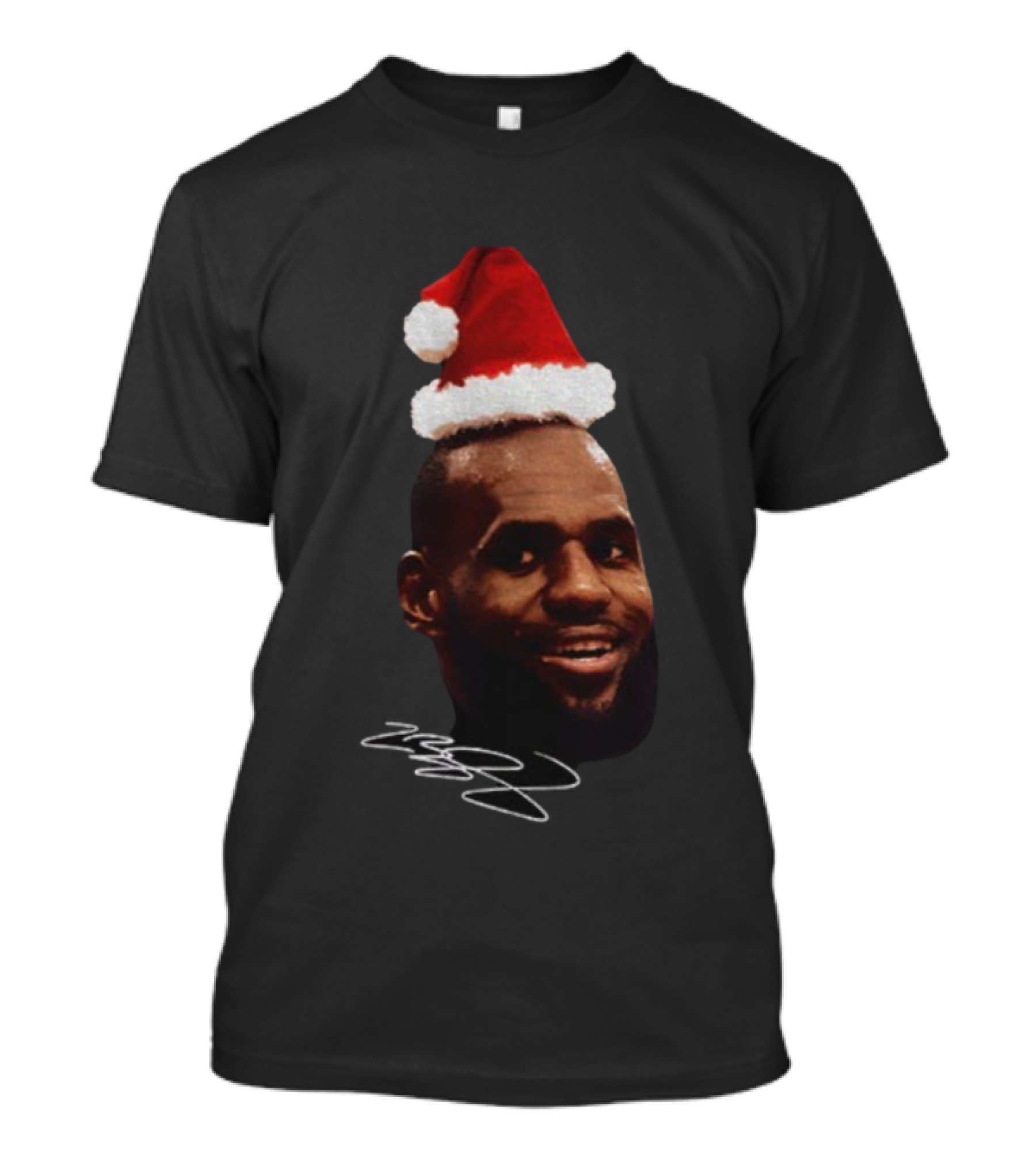 Lebron James Santa Hat Christmas Signature T-Shirt