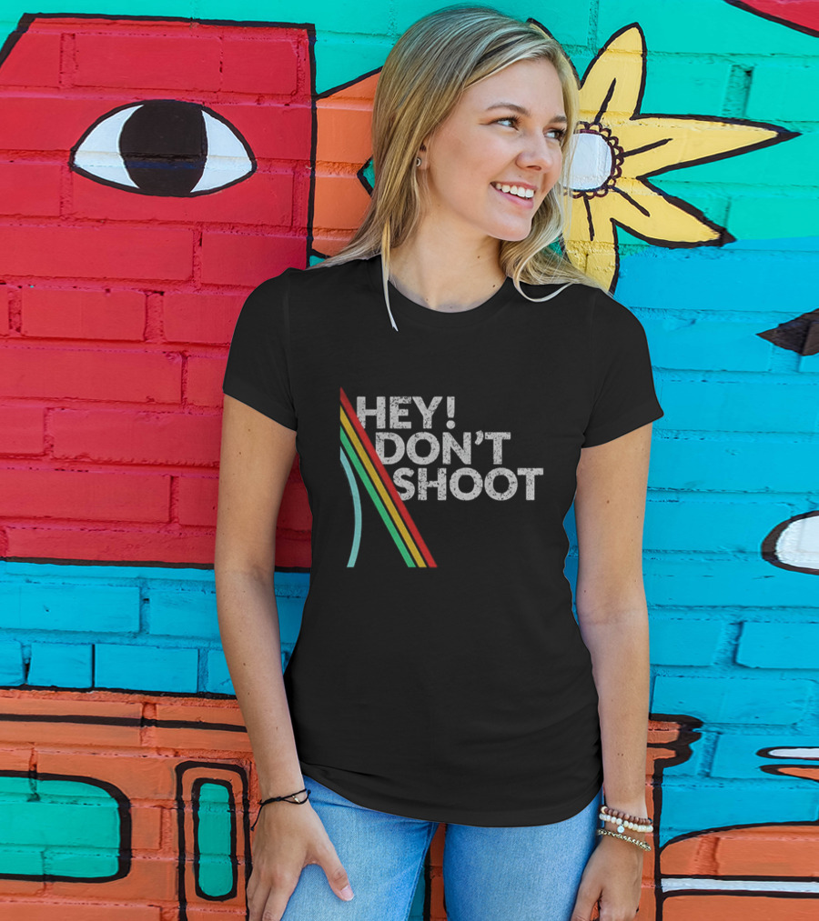 Hey Don't Shoot Goop Goop Goop Burnt Peanut Rainbow Stripes T-Shirt