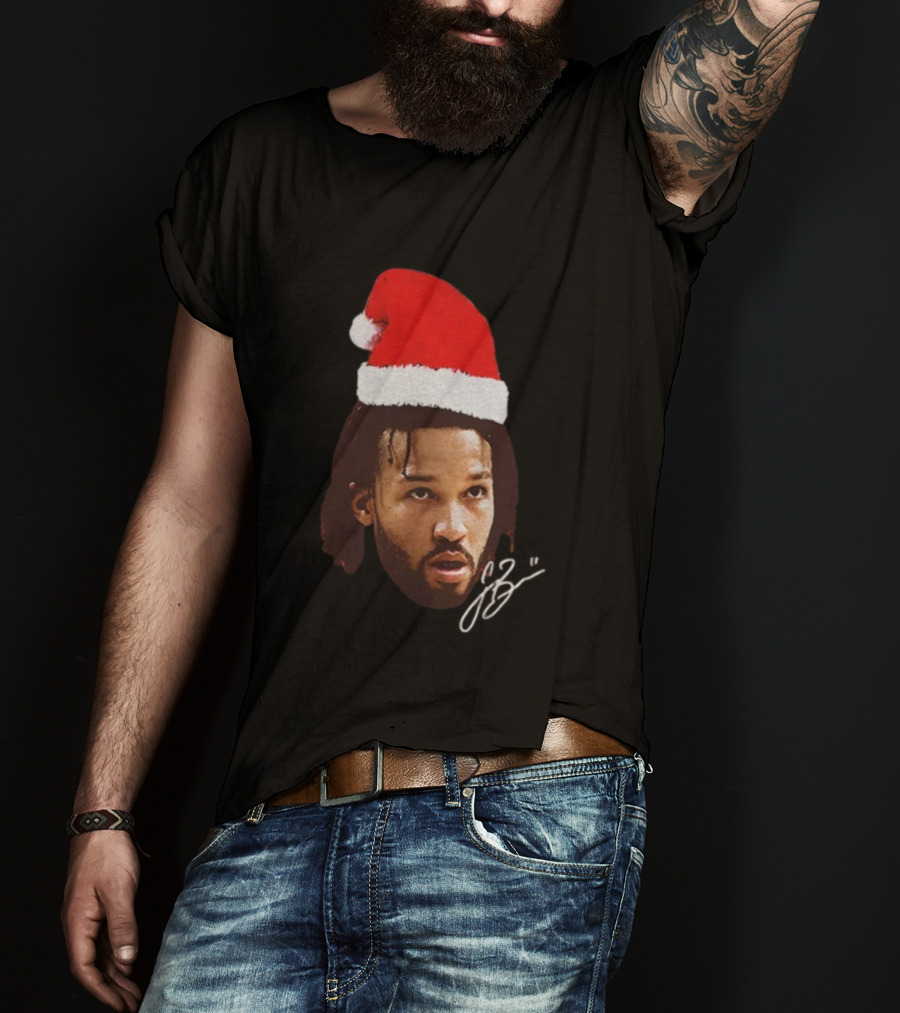 Jalen Brunson Santa Hat Ugly Christmas Signature JB2 T-Shirt