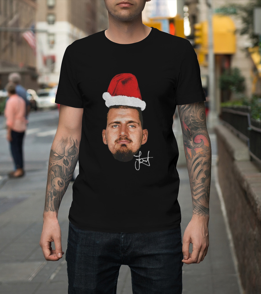 Nikola Jokic Santa Hat Christmas Denver Nuggets T-Shirt