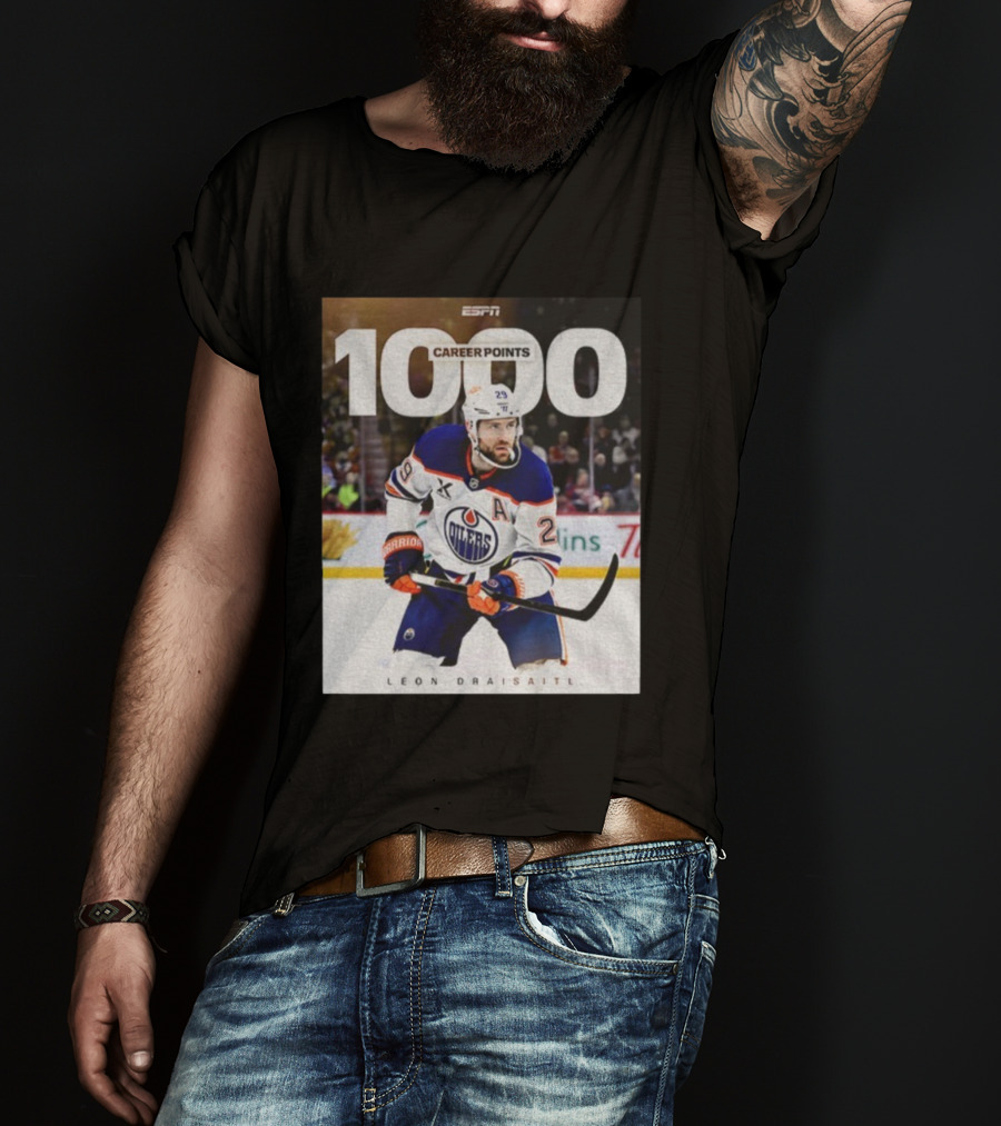 ESPN Leon Draisaitl Career Points 1000 Milestone Edmonton Oilers T-Shirt