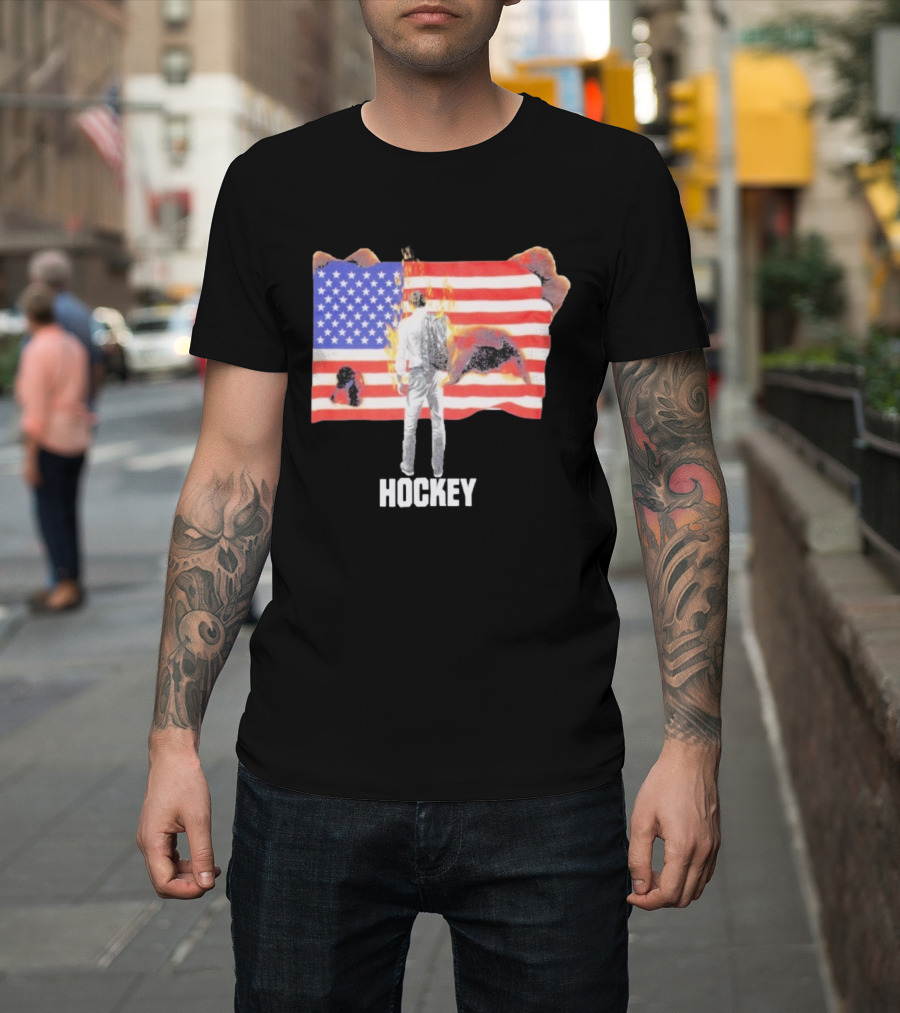 510 Skateboarding Hockey American Flag Burning Man Nobody T-Shirt