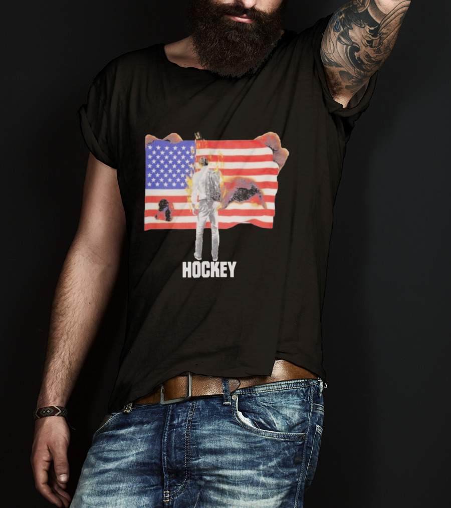 510 Skateboarding Hockey American Flag Burning Man Nobody T-Shirt