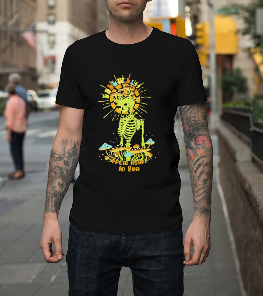 Skeleton Edelweiss From Heart To Sun Mushrooms Sunburst T-Shirt