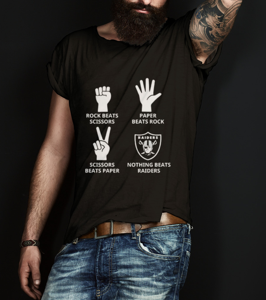 Las Vegas Raiders Nothing Beats Rock Paper Scissors Raiders Logo T-Shirt