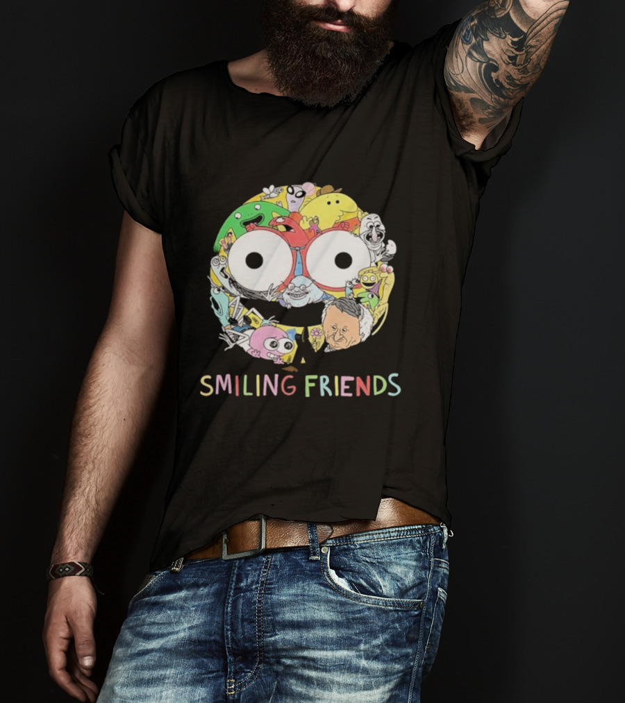 Smiling Friends Colorful Character Collage Faces T-Shirt