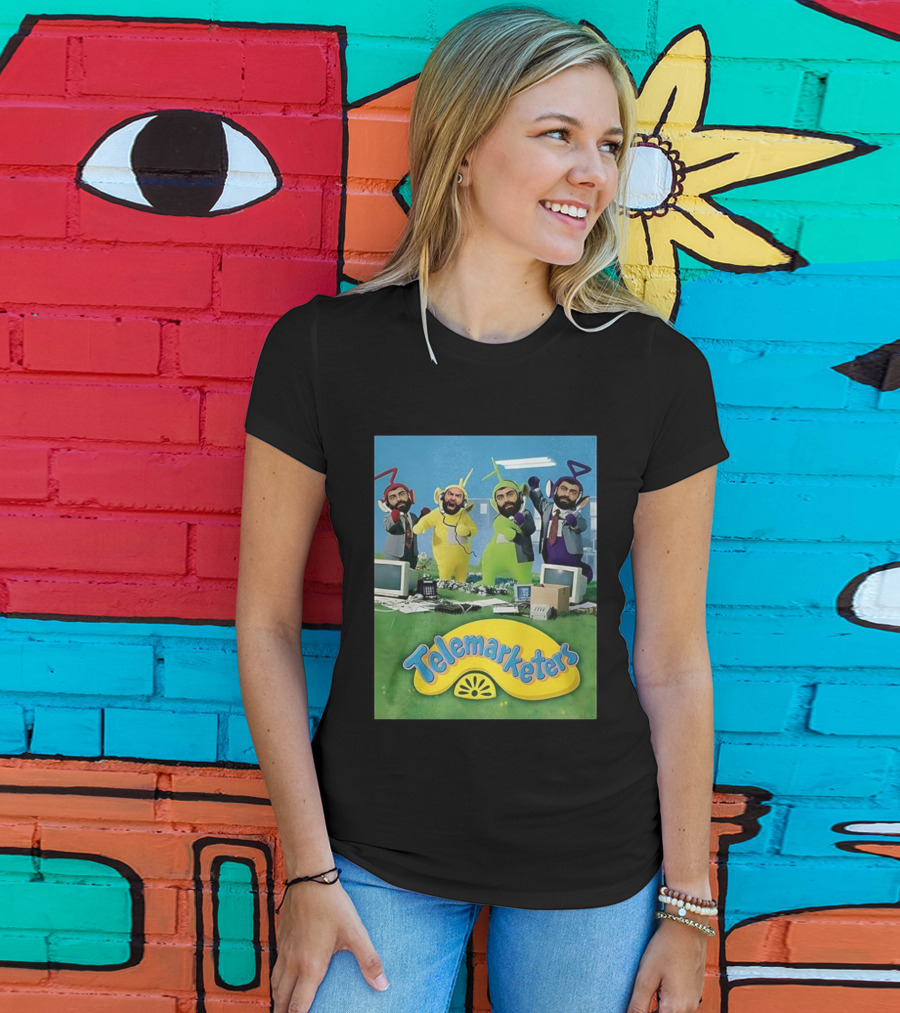 Telemarketers Teletubbies Funny Crossover Mashup T-Shirt