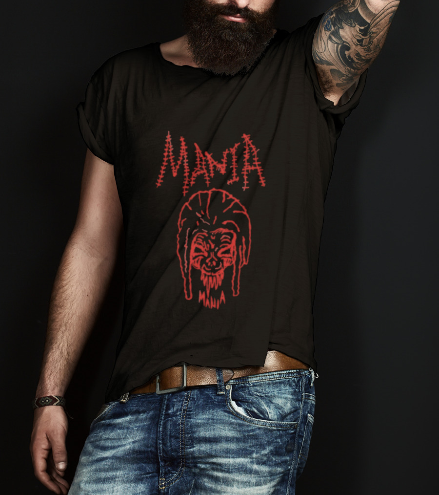 Mania Skull Sofaygo Red Text Design T-Shirt