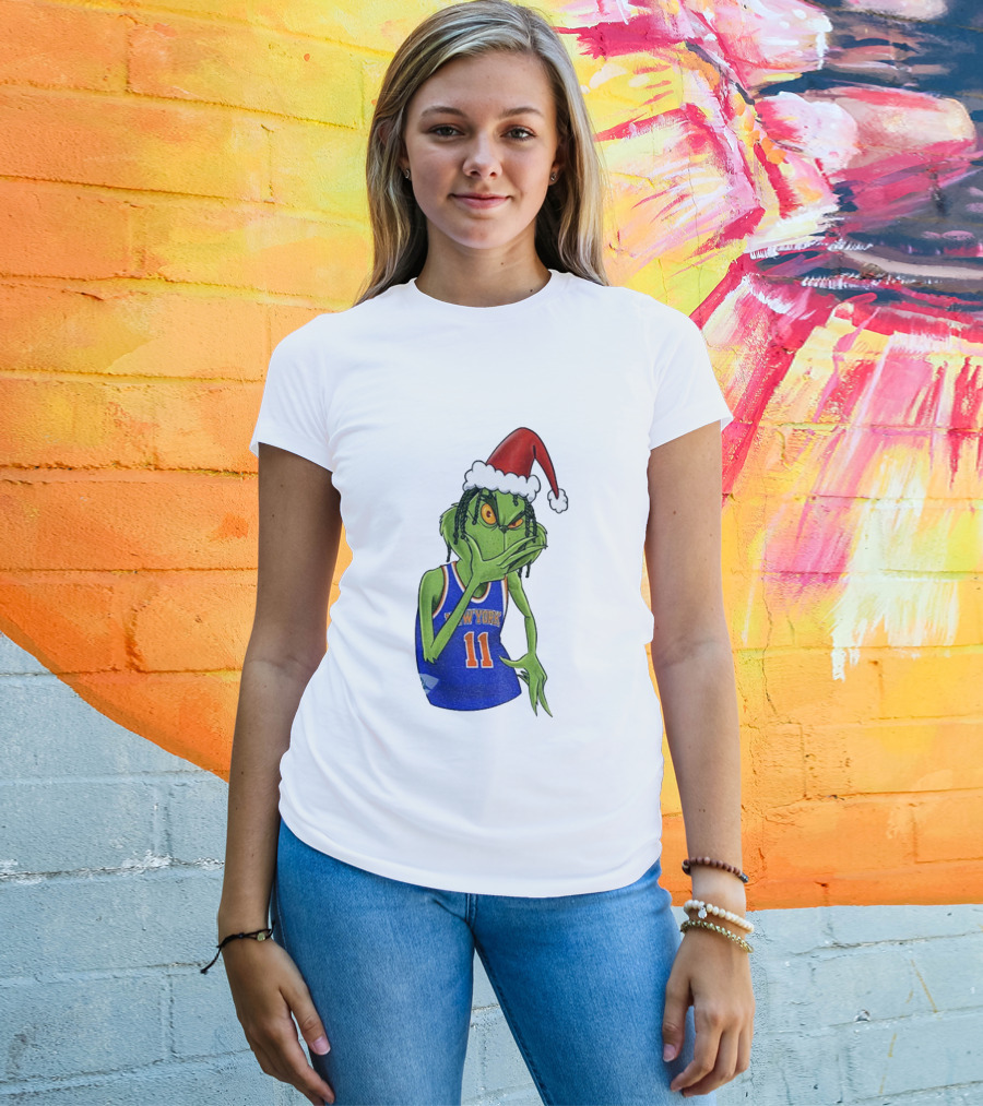 Grinch Santa Jalen Brunson New York Knicks NBA Basketball Christmas T-Shirt