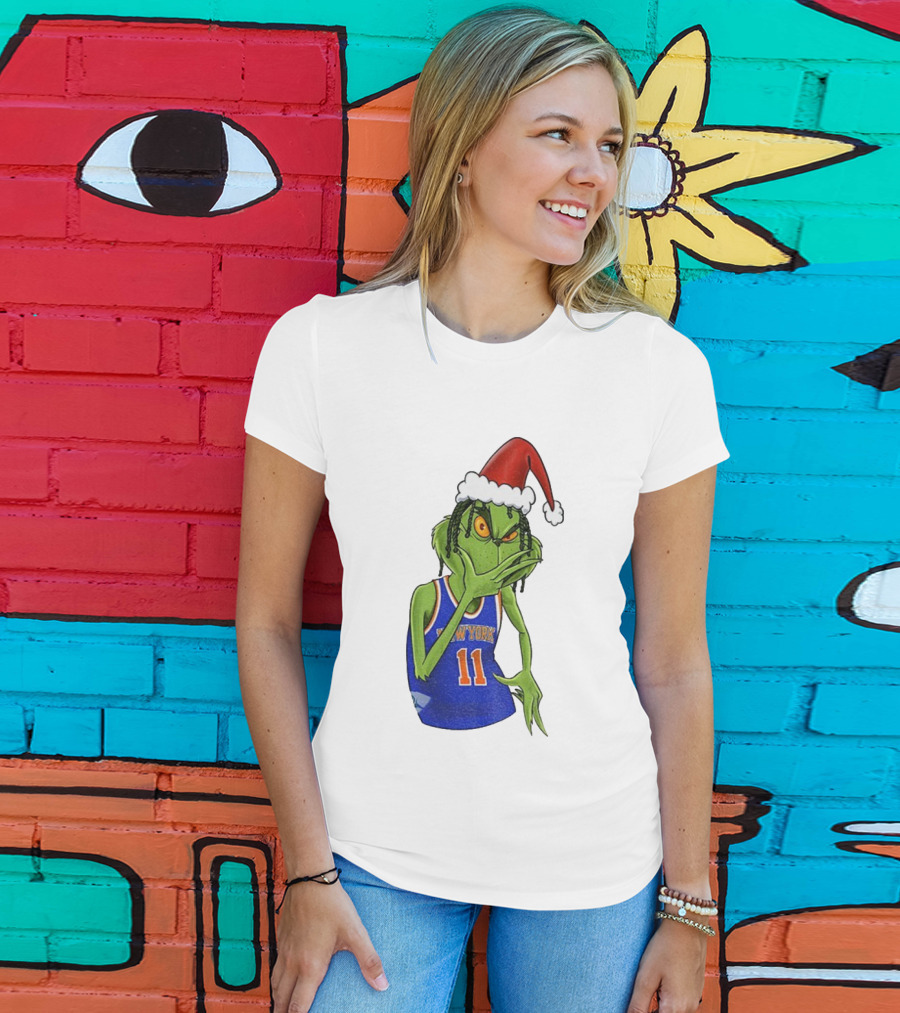 Grinch Santa Jalen Brunson New York Knicks NBA Basketball Christmas T-Shirt