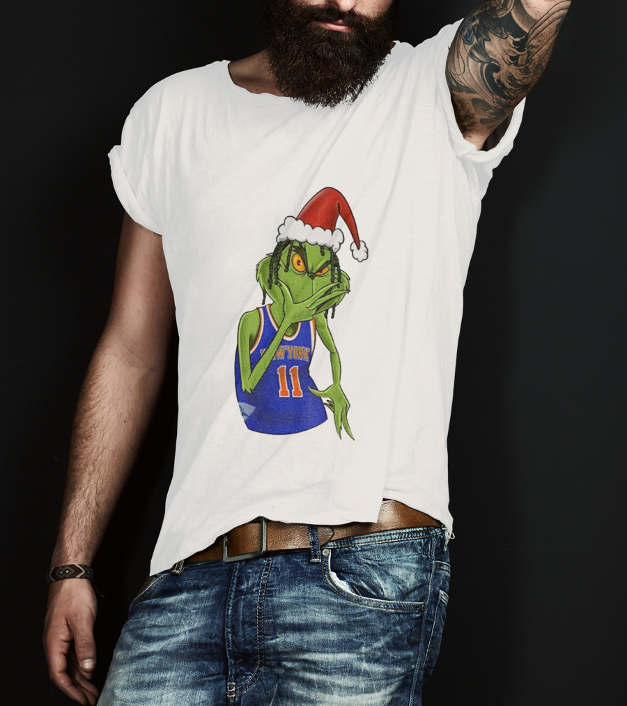 Grinch Santa Jalen Brunson New York Knicks NBA Basketball Christmas T-Shirt