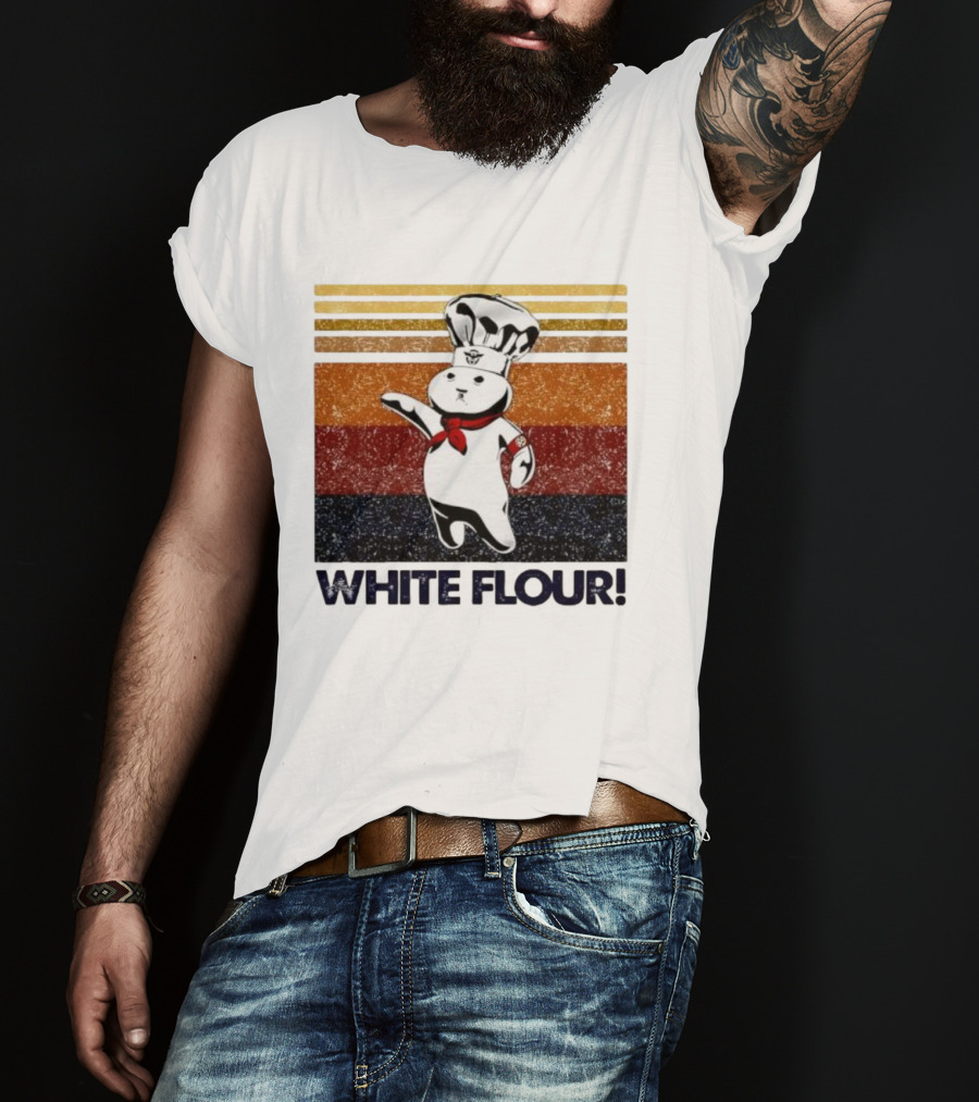 Pillsbury Doughboy Retro White Flour Chef Illustration With Colorful Stripes T-Shirt