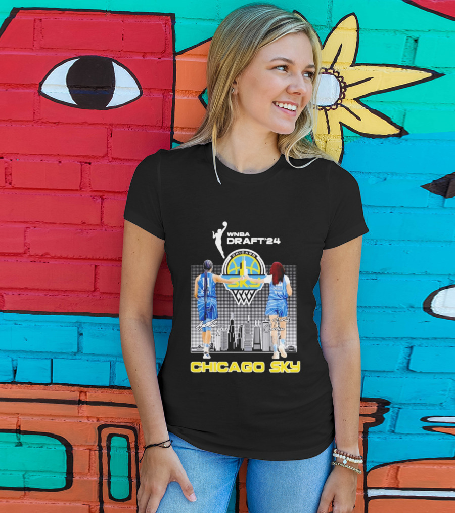 WNBA Draft 2024 Angel Reese Kamilla Cardoso Chicago Sky Team T-Shirt