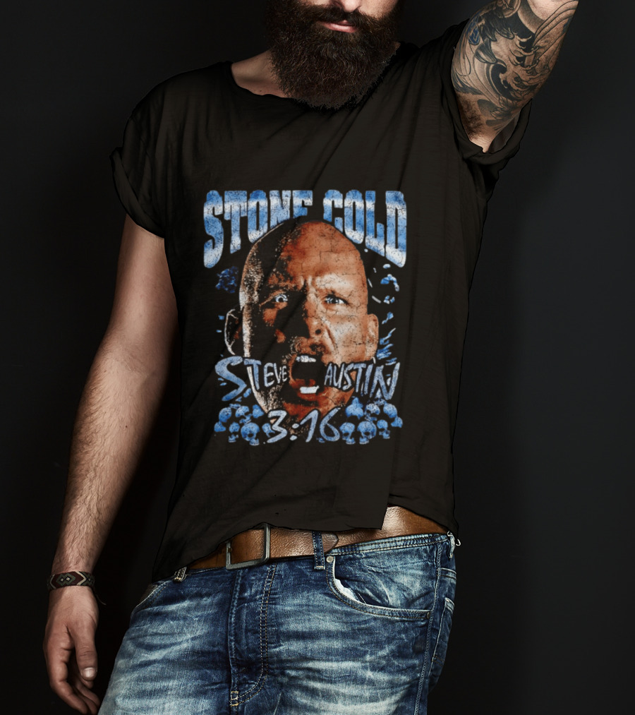 Stone Cold Steve Austin 3 16 Ice Blue Cracked Effect T-Shirt