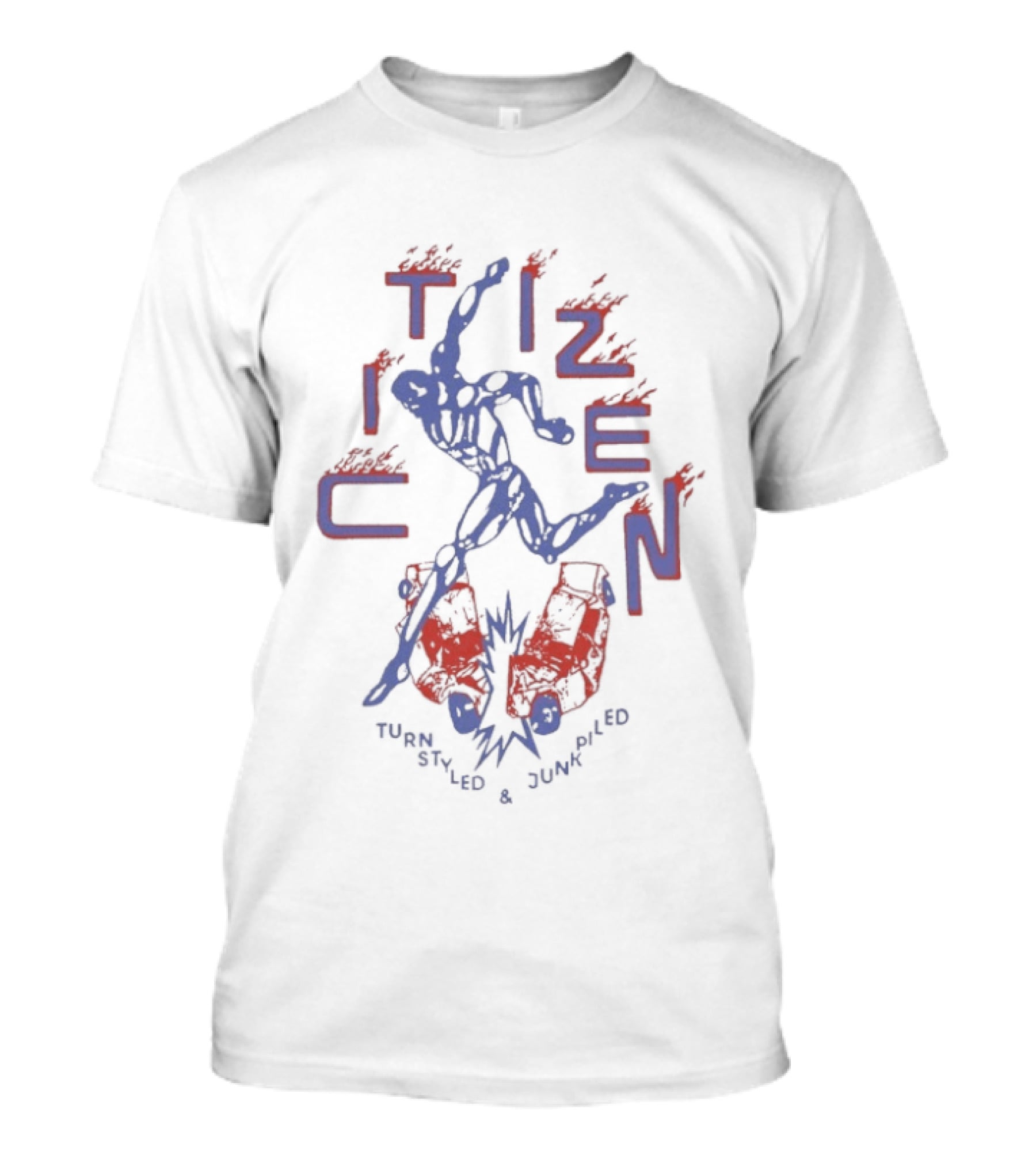 Citizen Turn Styled And Junkpile Kicking Dynamic Blue Red Figures T-Shirt