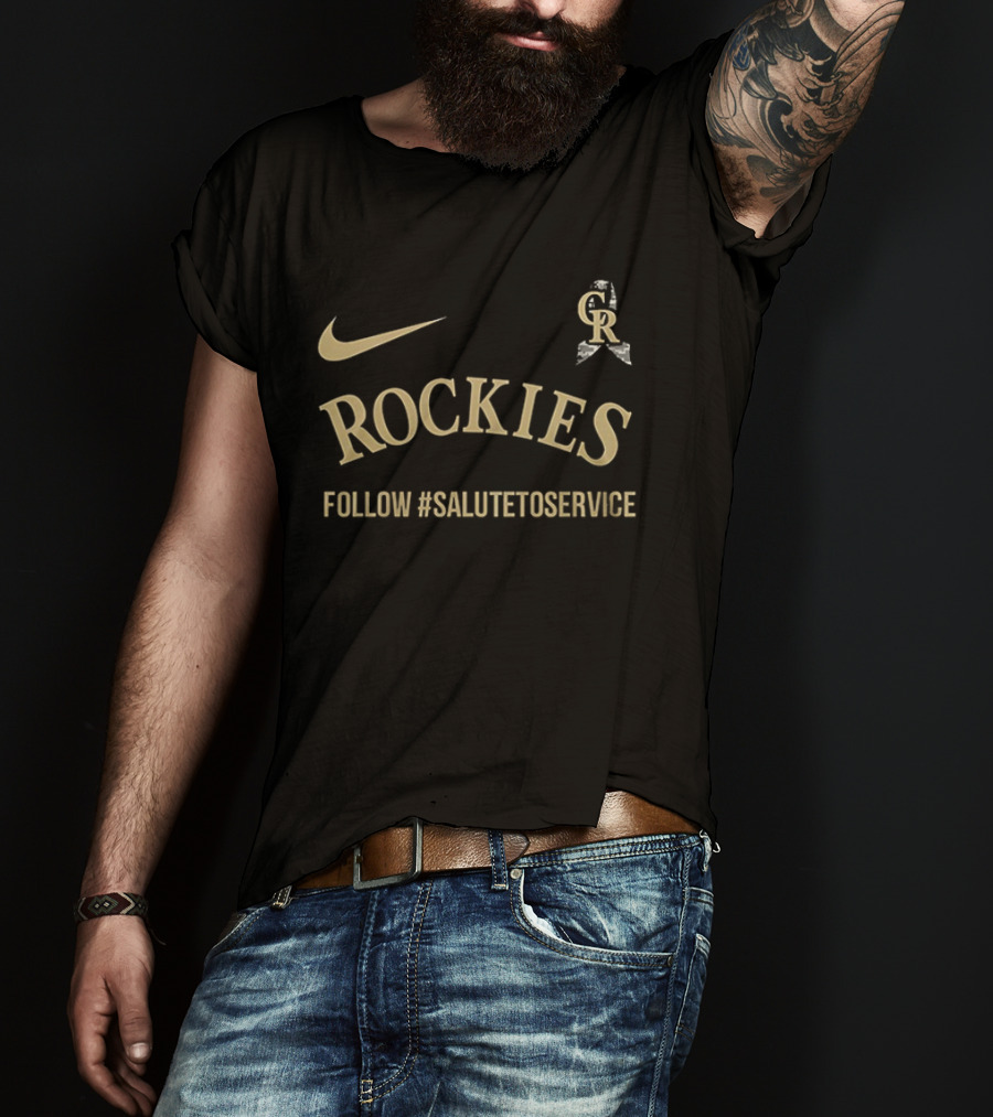 Nike Colorado Rockies Follow #SaluteToService Honor Empower Connect Military T-Shirt