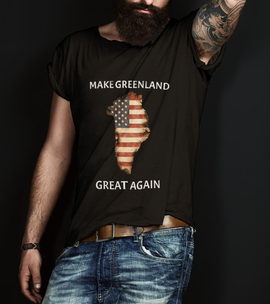 Make Greenland Great Again USA Flag Greenland Map T-Shirt