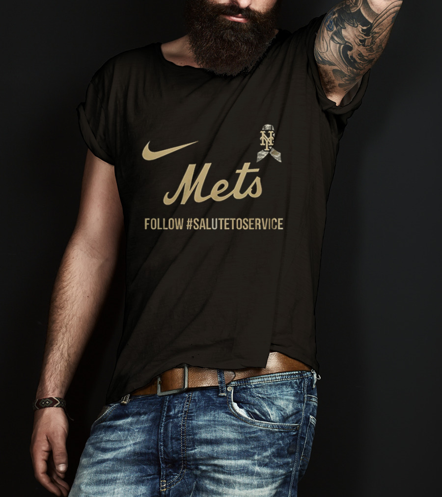Nike Mets Follow #SaluteToService Honor Empower Connect Military T-Shirt